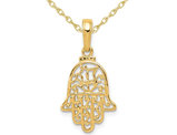 14K Yellow Gold Hamsa Pendant Necklace in with Chain